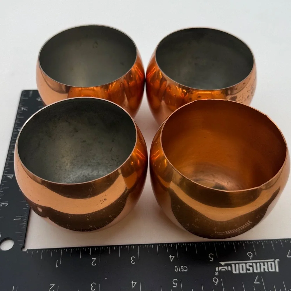 Vintage Coppercraft Guild Copper Cups Set of 4 Round roly poly Barware Tumblers